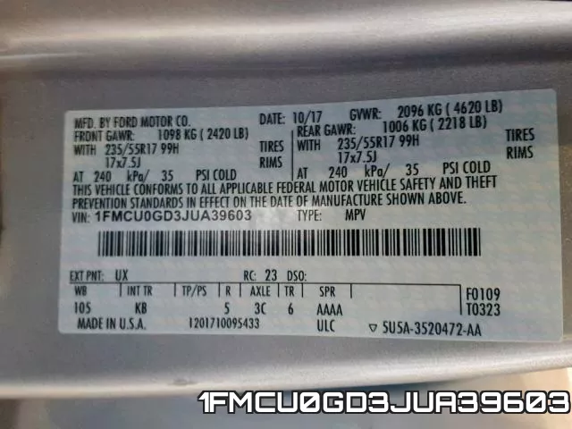 1FMCU0GD3JUA39603 фото 2
