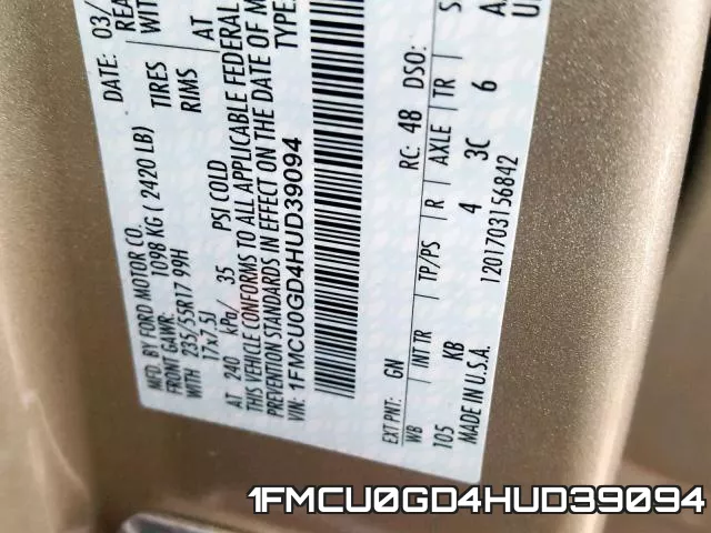 1FMCU0GD4HUD39094 фото 2