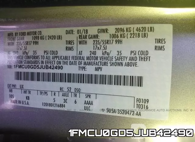 1FMCU0GD5JUB42490 фото 10