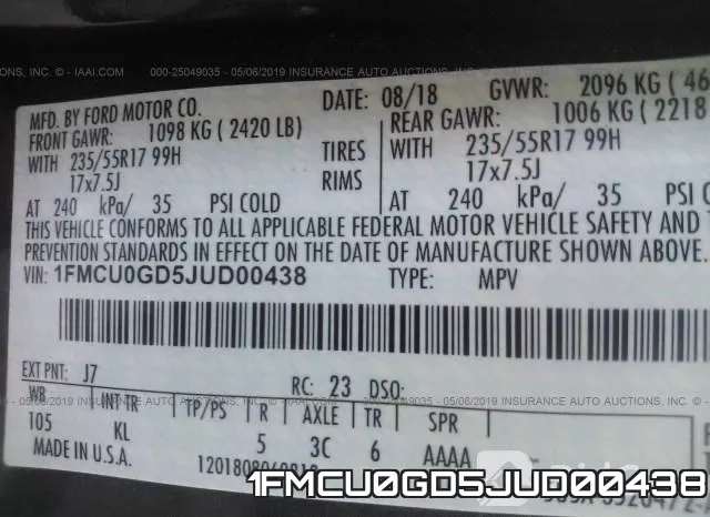 1FMCU0GD5JUD00438 фото 10