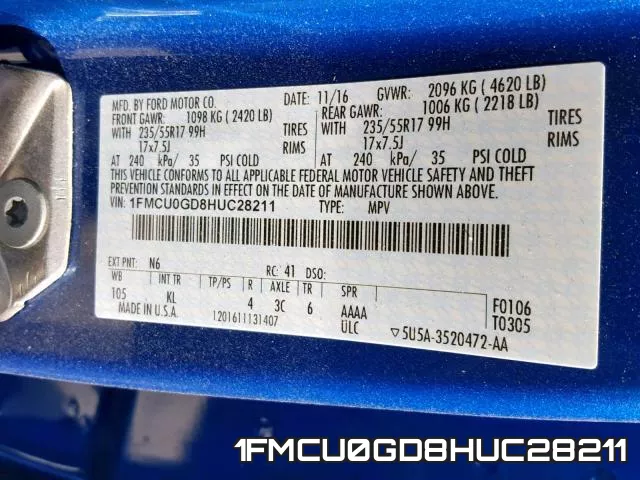 1FMCU0GD8HUC28211 фото 2