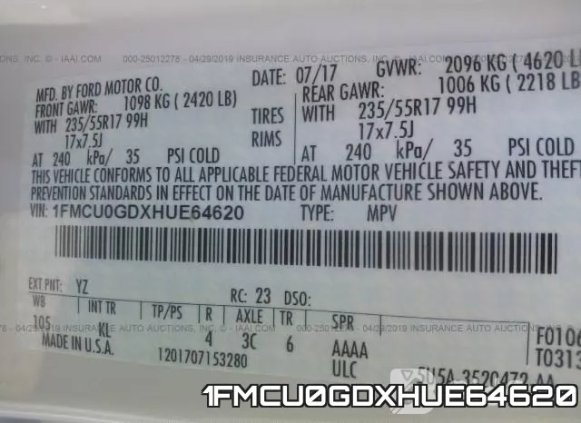 1FMCU0GDXHUE64620 фото 10