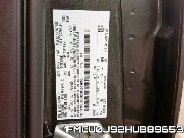1FMCU0J92HUB89653 фото 2