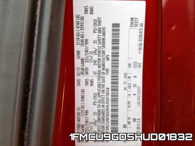 1FMCU9GD5HUD01832 фото 2