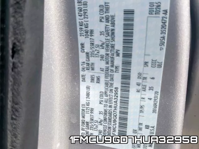 1FMCU9GD7HUA32958 фото 2