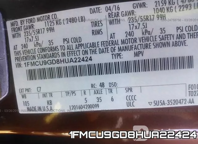 1FMCU9GD8HUA22424 фото 10