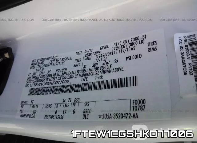 1FTEW1CG5HKD77006 фото 10