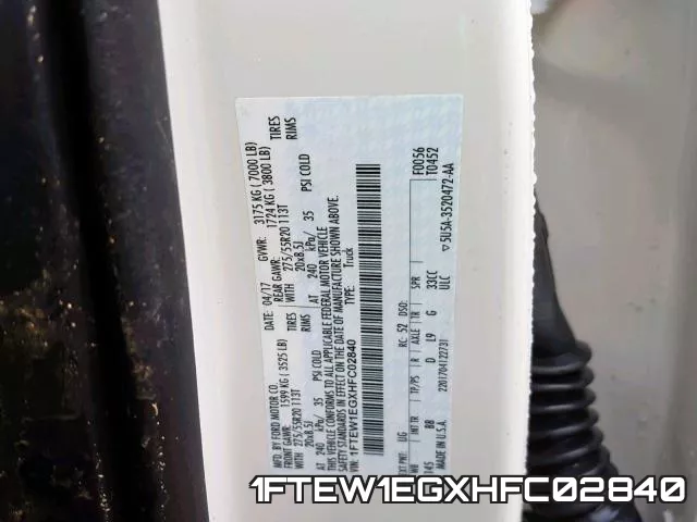 1FTEW1EGXHFC02840 фото 2