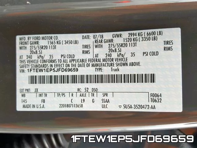 1FTEW1EP5JFD69659 фото 2