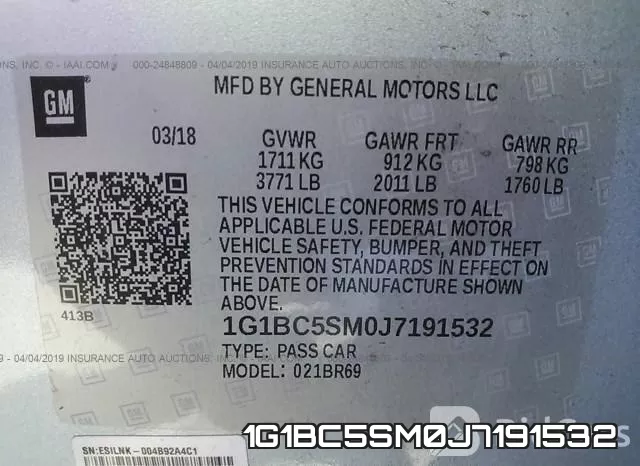 1G1BC5SM0J7191532 фото 10