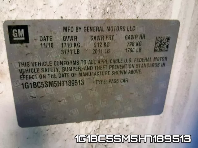 1G1BC5SM5H7189513 фото 2