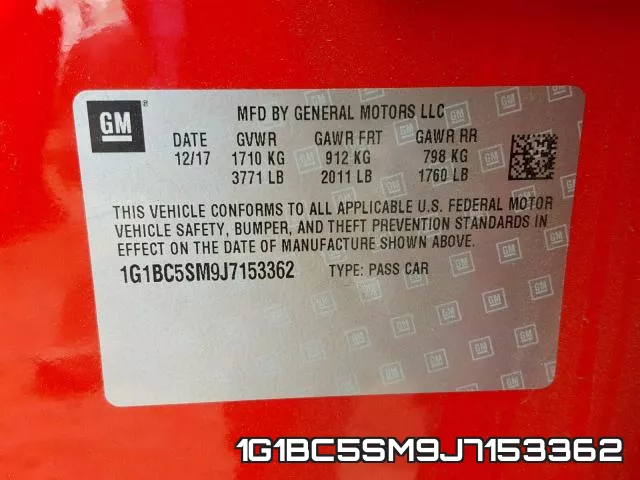 1G1BC5SM9J7153362 фото 2