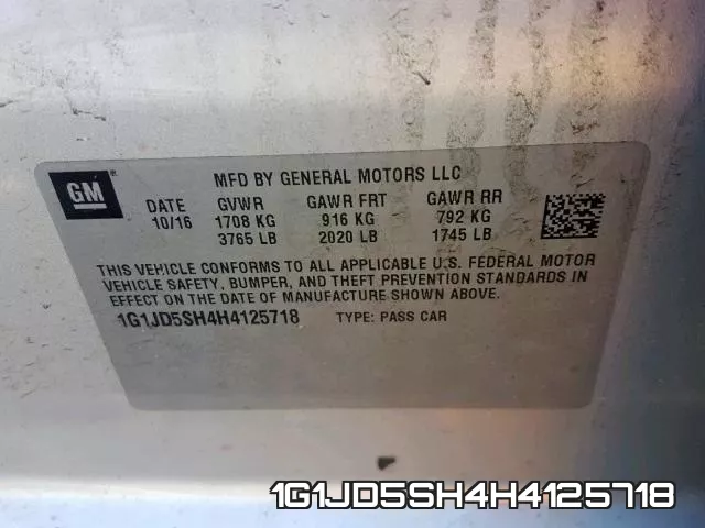 1G1JD5SH4H4125718 фото 2
