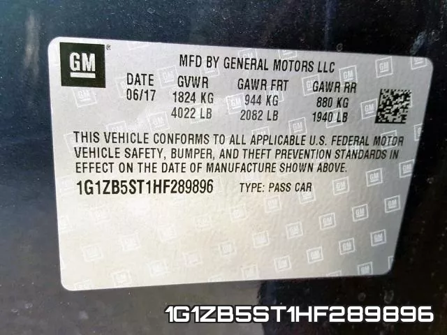 1G1ZB5ST1HF289896 фото 2