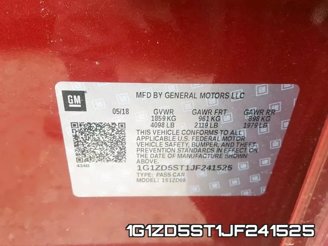 1G1ZD5ST1JF241525 фото 2