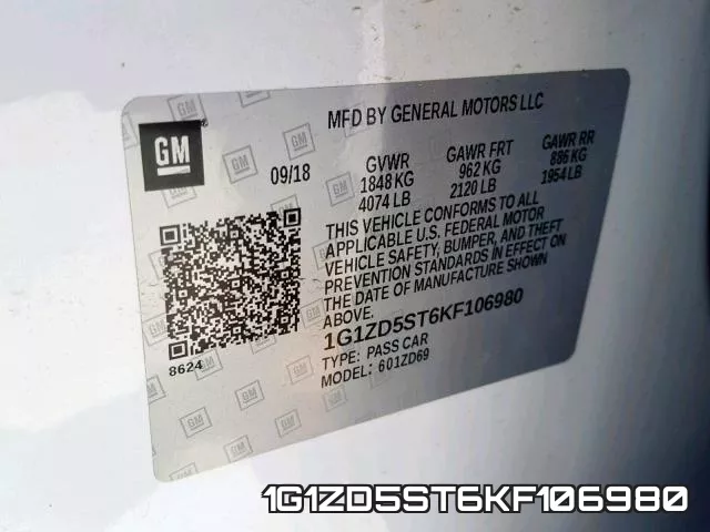 1G1ZD5ST6KF106980 фото 2