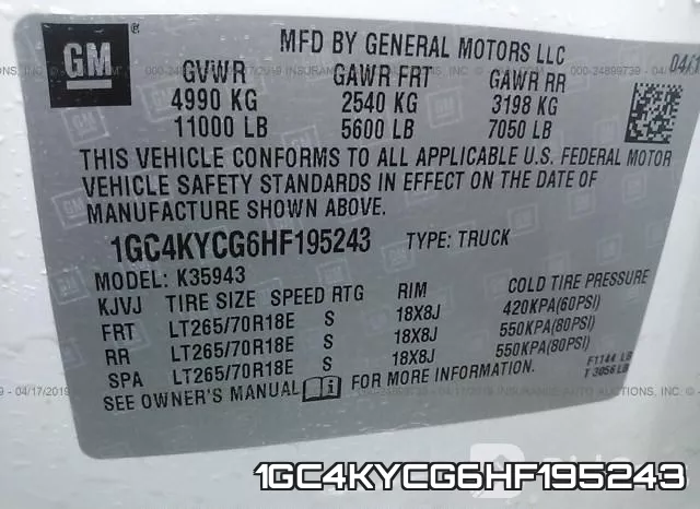 1GC4KYCG6HF195243 фото 10