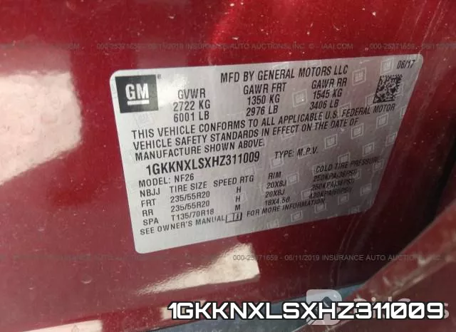 1GKKNXLSXHZ311009 фото 10