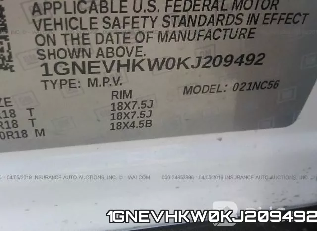 1GNEVHKW0KJ209492 фото 10