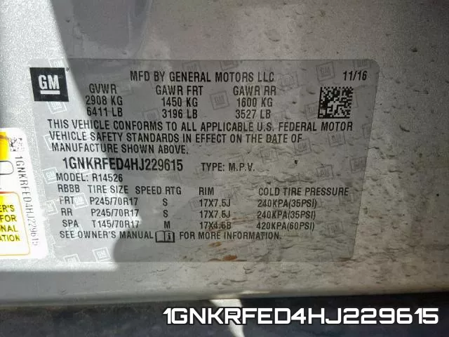 1GNKRFED4HJ229615 фото 2