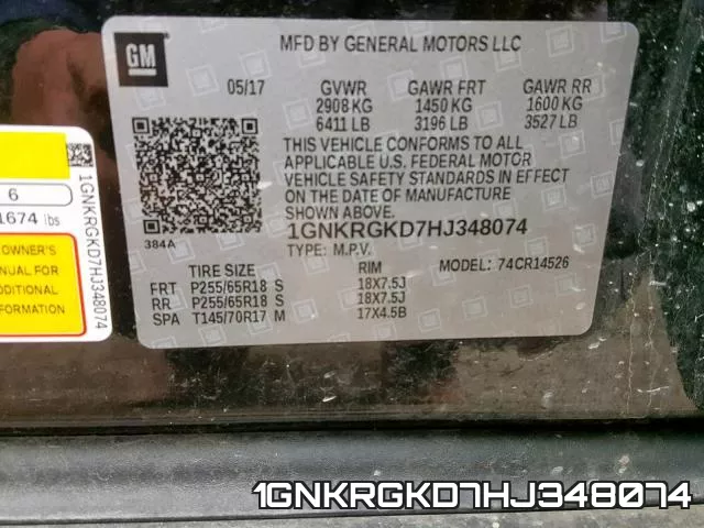 1GNKRGKD7HJ348074 фото 2