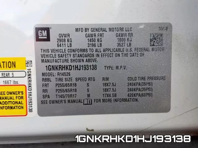 1GNKRHKD1HJ193138 фото 2
