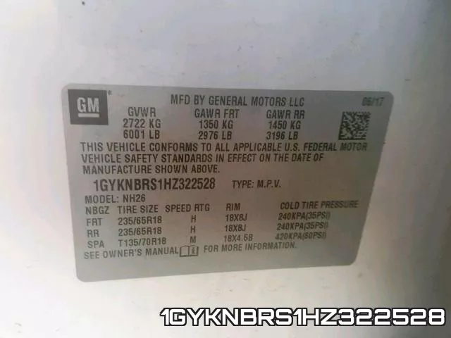 1GYKNBRS1HZ322528 фото 2