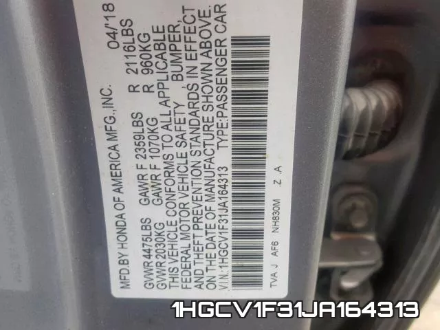 1HGCV1F31JA164313 фото 2