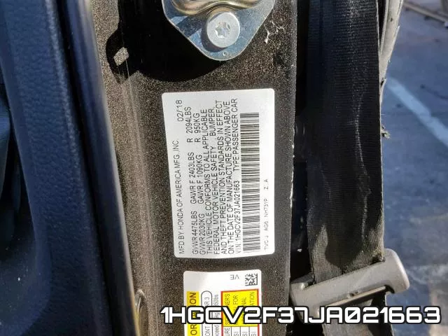 1HGCV2F37JA021663 фото 2