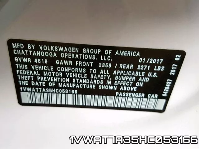 1VWAT7A35HC053166 фото 2