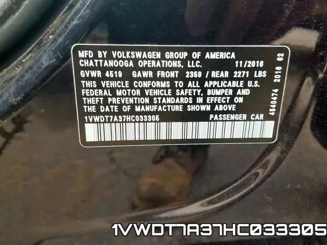 1VWDT7A37HC033305 фото 2
