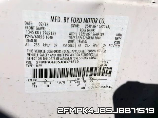 2FMPK4J85JBB71519 фото 2