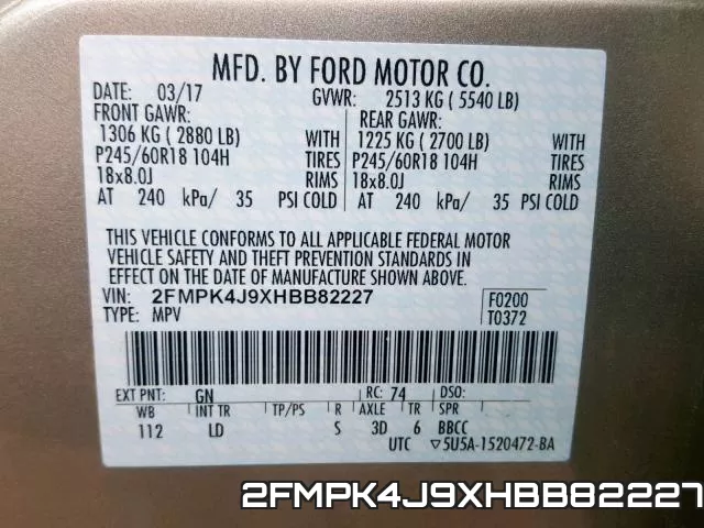 2FMPK4J9XHBB82227 фото 2
