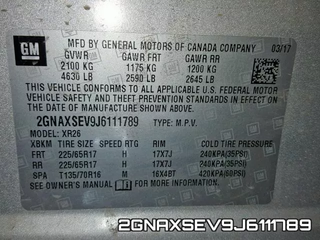 2GNAXSEV9J6111789 фото 2