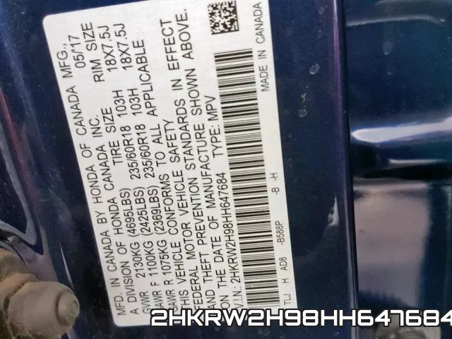 2HKRW2H98HH647684 фото 2
