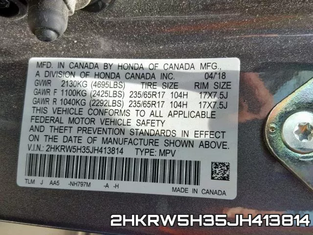 2HKRW5H35JH413814 фото 2