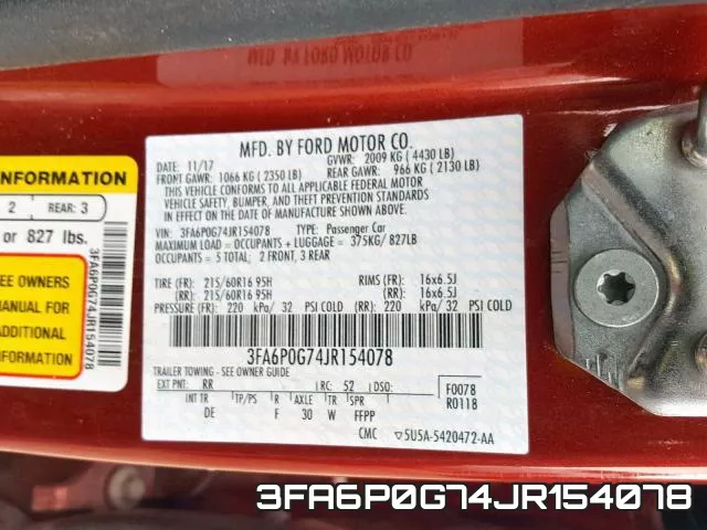 3FA6P0G74JR154078 фото 2