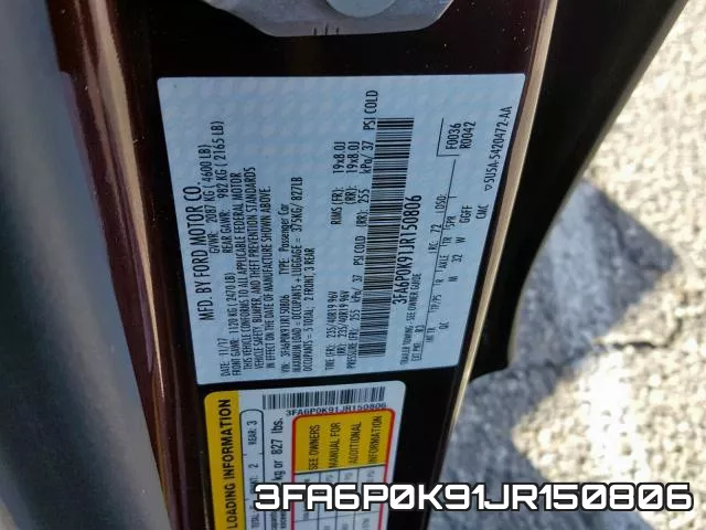 3FA6P0K91JR150806 фото 2