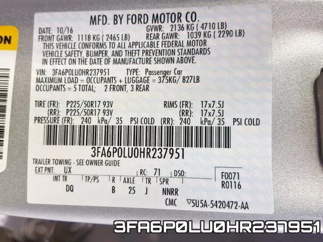 3FA6P0LU0HR237951 фото 2