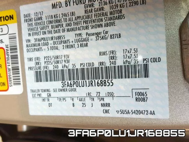 3FA6P0LU1JR168855 фото 2