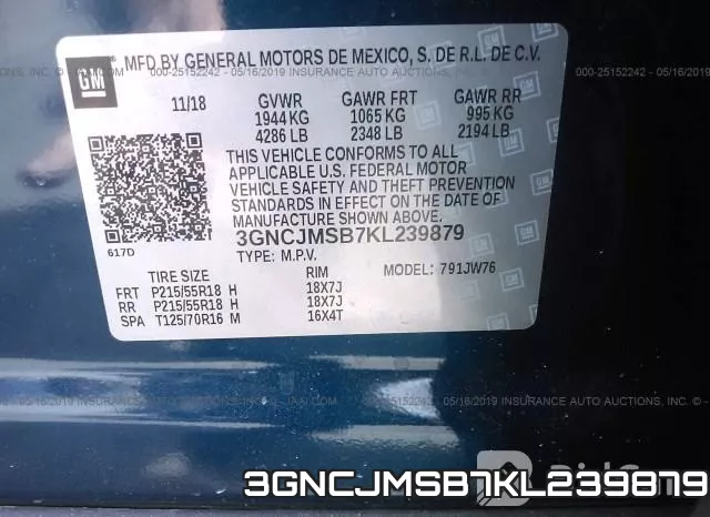 3GNCJMSB7KL239879 фото 9