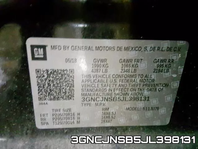 3GNCJNSB5JL398131 фото 2