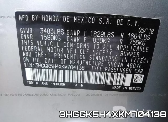 3HGGK5H4XKM704138 фото 10