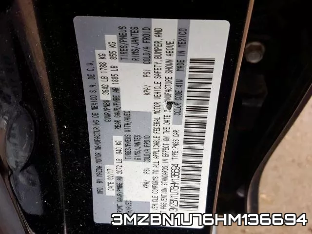 3MZBN1U76HM136694 фото 2