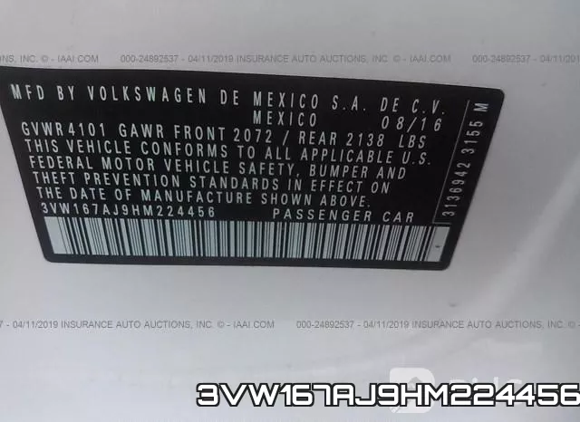 3VW167AJ9HM224456 фото 10