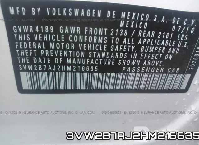 3VW2B7AJ2HM216635 фото 10