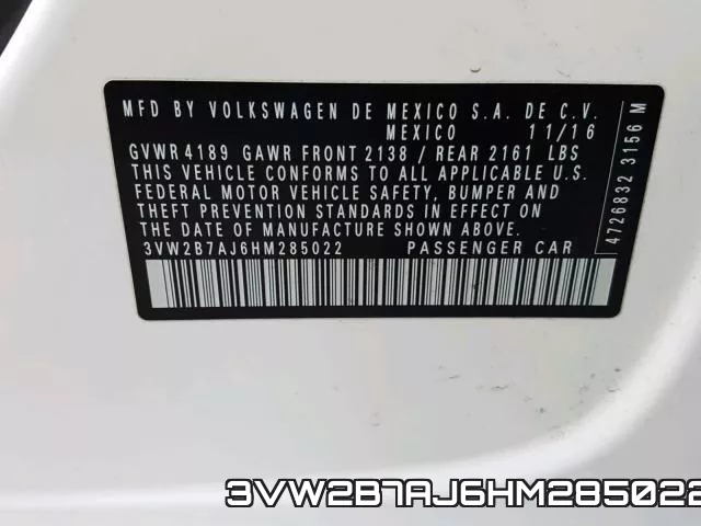 3VW2B7AJ6HM285022 фото 2