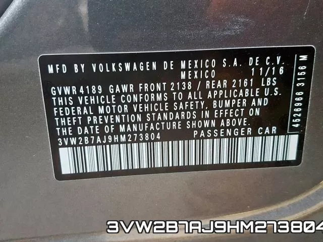 3VW2B7AJ9HM273804 фото 2