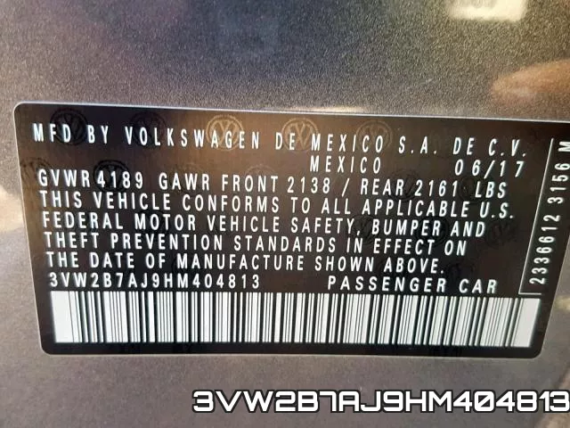 3VW2B7AJ9HM404813 фото 2