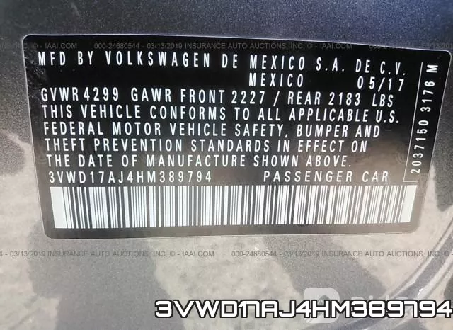 3VWD17AJ4HM389794 фото 10